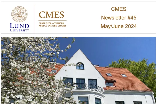 Cover of the 45th issue of the CMES Newsletter with a photo of the CMES building